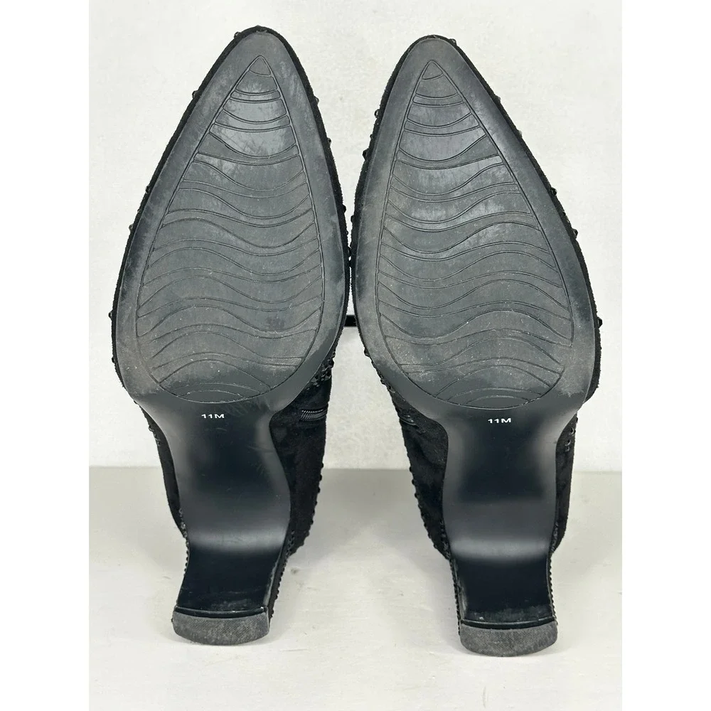 INC International Concepts Vyomi Black Rhinestone Studded Ankle Boots Womens 11M